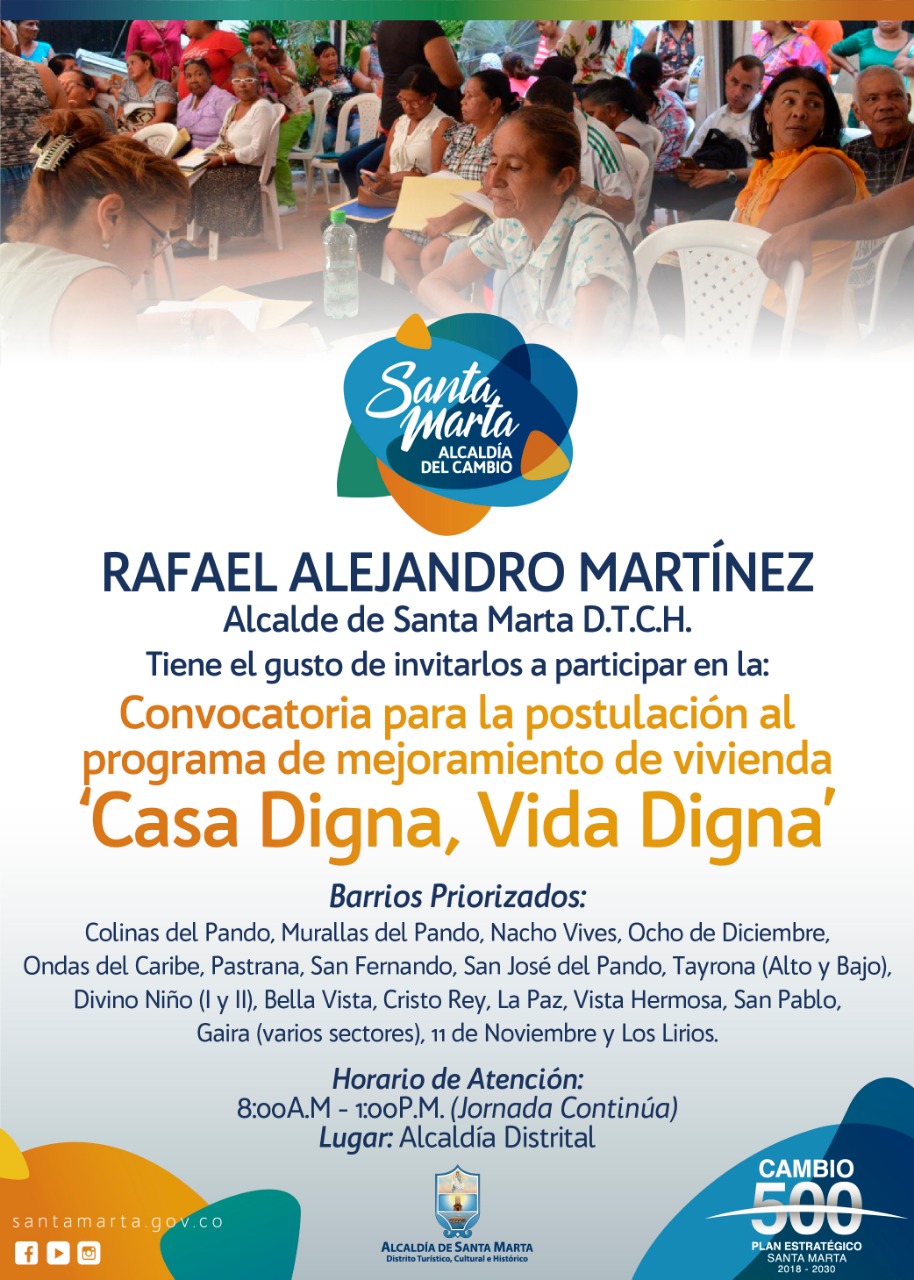 Última semana para postularse al programa ‘Casa Digna, Vida Digna’