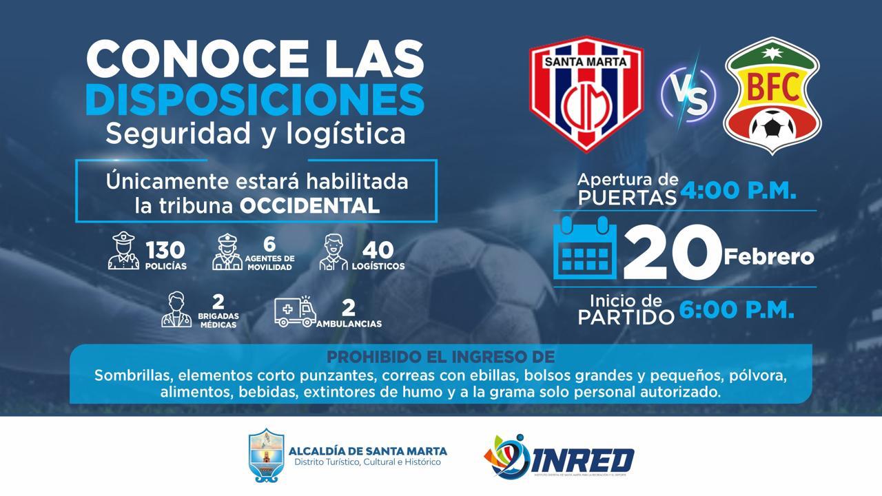 Se establecen las disposiciones de seguridad para el partido entre el Unión Magdalena y Barranquilla FC