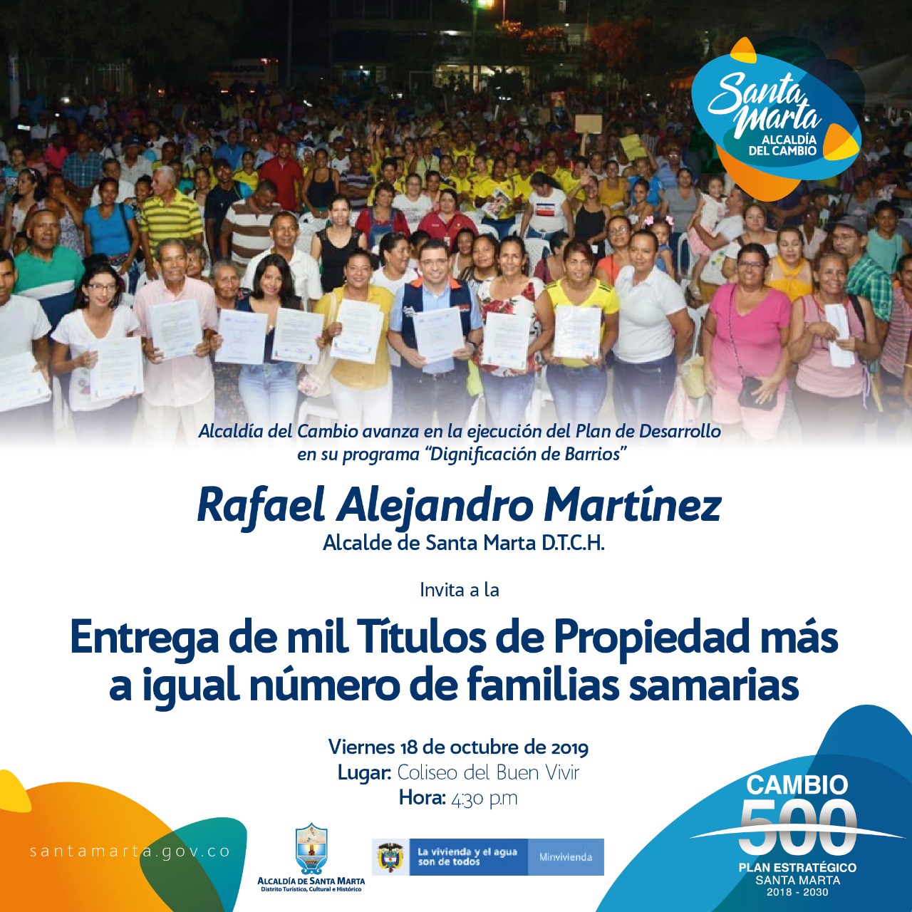Alcalde Martínez entregará mil títulos de propiedad a familias samarias Alcalde Martínez entregará mil títulos de propiedad a familias samarias
