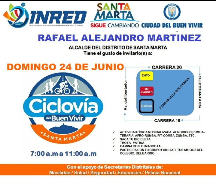 Ciclovía del “Buen Vivir” se vestirá  de amarillo Colombia