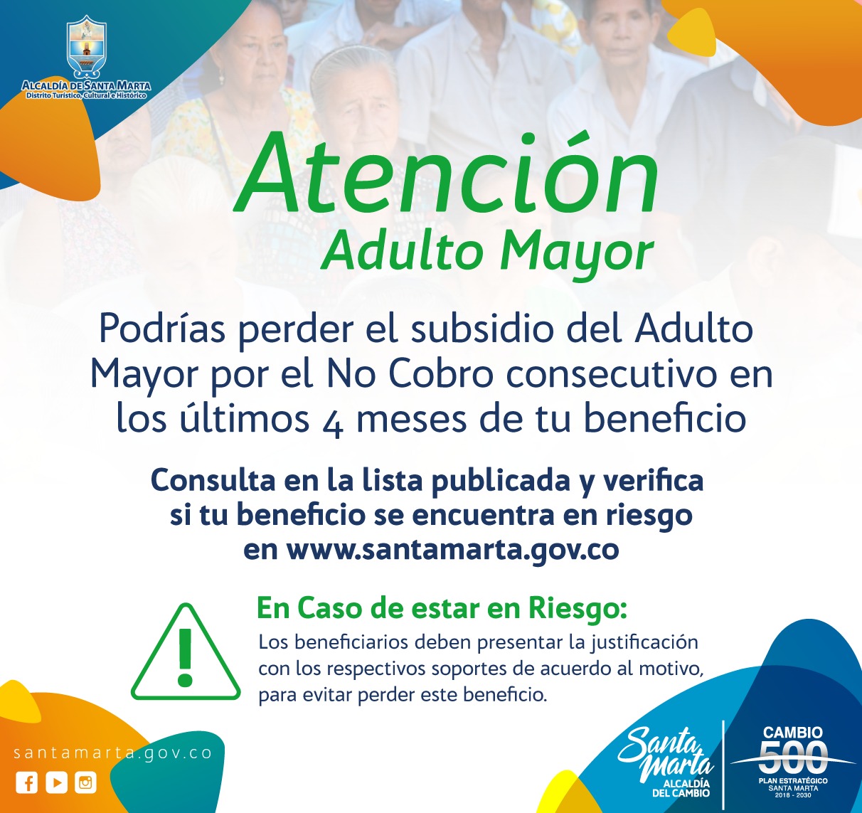 Alcaldía publicó listado de beneficiarios en riesgo de perder Subsidio del Adulto Mayor